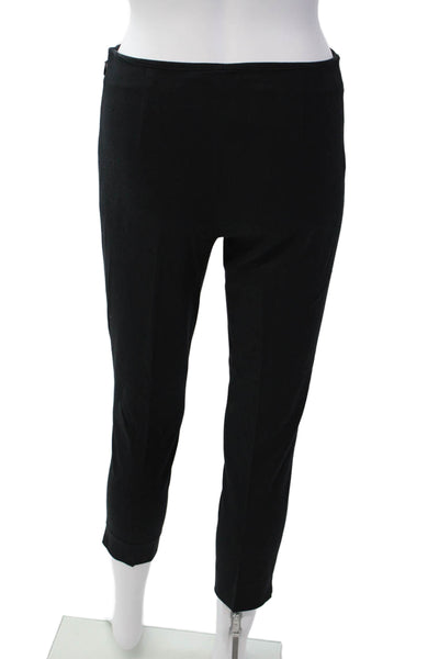 Elie Tahari Womens Cotton High Rise Pleated Skinny Leg Pants Black Size 0