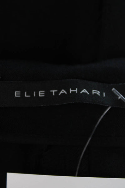 Elie Tahari Womens Cotton High Rise Pleated Skinny Leg Pants Black Size 0