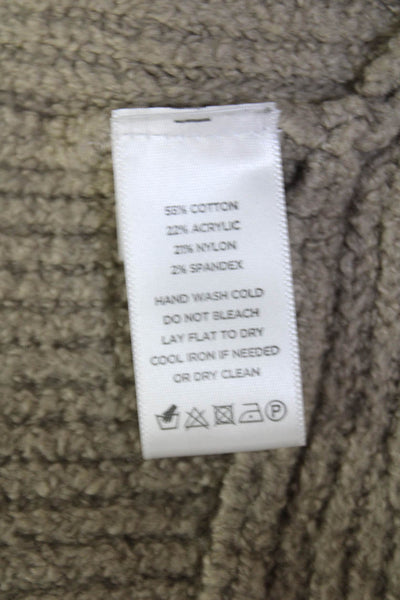 Lilla P Womens Crew Neck Textured Asymmetric Long Sleeve Sweater Top Brown Sz P