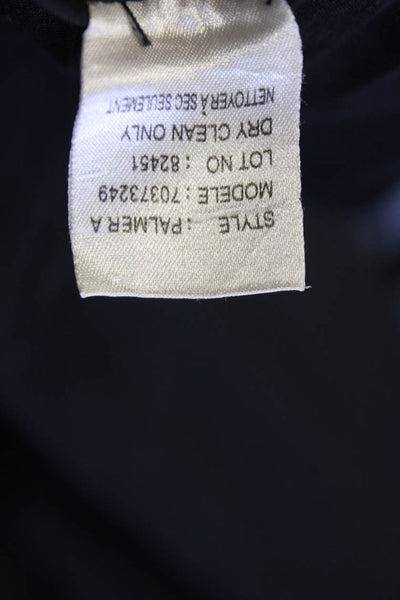 Theory Womens Zipper Fly Mid Rise Pleated Trouser Pants Black Linen Size 0