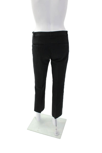 Theory Womens Zipper Fly Mid Rise Pleated Trouser Pants Black Cotton Size 2