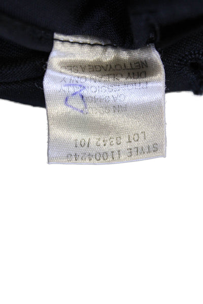 Theory Womens Zipper Fly Mid Rise Pleated Trouser Pants Black Cotton Size 2