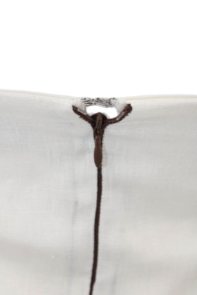 Labeca Womens Back Zip Strapless Mini Sheath Dress White Brown Linen Size XS