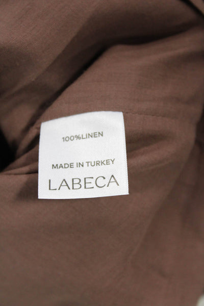 Labeca Womens Back Zip Strapless Mini Sheath Dress White Brown Linen Size XS