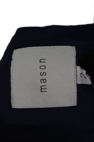 Mason Womens V Neck Lace Trim Cutout Pencil Dress Navy Blue Size 2