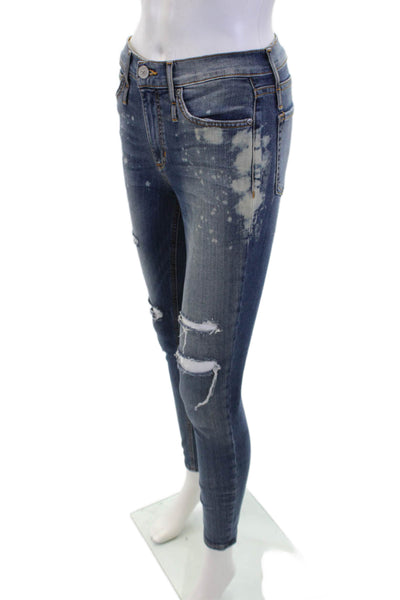 Calvin Rucker Womens Cotton Bleach Splatter Printed Skinny Jeans Blue Size 27