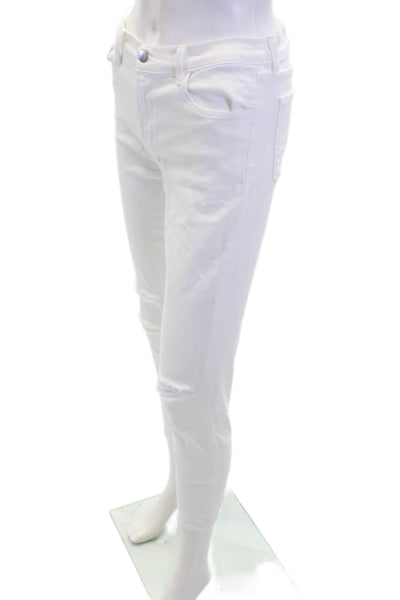 J Brand Womens Cotton Distressed Tapered Leg Cropped Jeans White Size 28