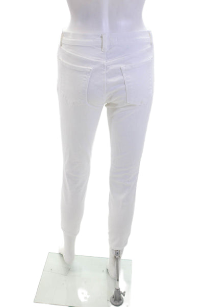 J Brand Womens Cotton Distressed Tapered Leg Cropped Jeans White Size 28