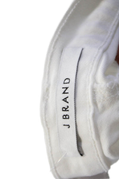 J Brand Womens Cotton Distressed Tapered Leg Cropped Jeans White Size 28