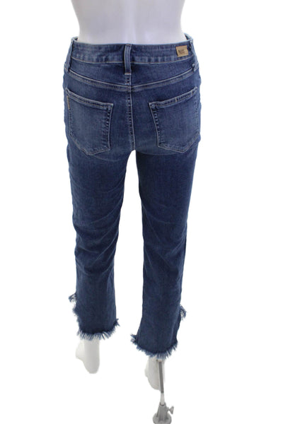 Paige Womens Cotton Medium Wash Mid Rise Raw Hem Ankle Jeans Blue Size 28