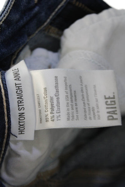 Paige Womens Cotton Medium Wash Mid Rise Raw Hem Ankle Jeans Blue Size 28