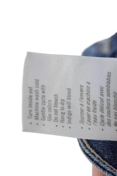 Paige Womens Cotton Medium Wash Mid Rise Raw Hem Ankle Jeans Blue Size 28