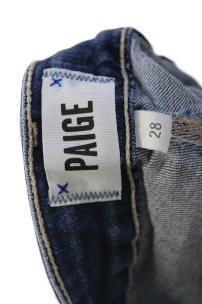 Paige Womens Cotton Medium Wash Mid Rise Raw Hem Ankle Jeans Blue Size 28