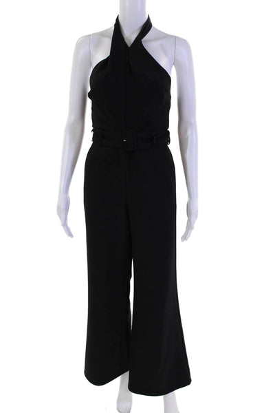 Intermix Womens Halter Neck Sleeveless Zippered Jumpsuit Black Size PP