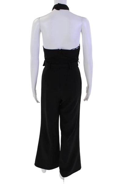 Intermix Womens Halter Neck Sleeveless Zippered Jumpsuit Black Size PP