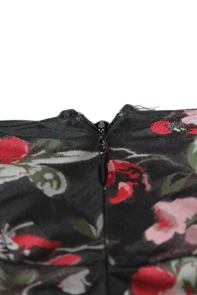LPA Womens Floral Sleeveless Zippered Tied Mermaid Midi Dress Black Size 2XS