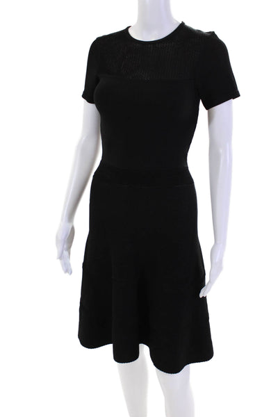 M. Patmos Womens Short Sleeve Stretch Knee Length Dress Black Size XS