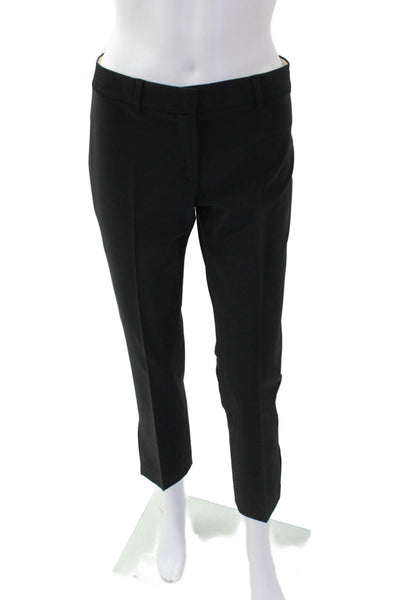 Theory Womens Zipper Fly Mid Rise Pleated Straight Leg Pants Black Size 2