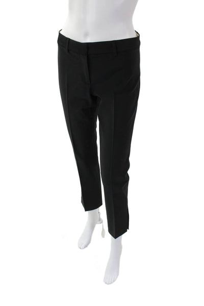 Theory Womens Zipper Fly Mid Rise Pleated Straight Leg Pants Black Size 2