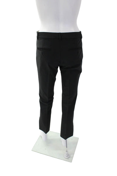 Theory Womens Zipper Fly Mid Rise Pleated Straight Leg Pants Black Size 2