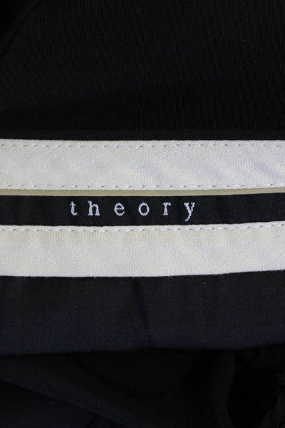 Theory Womens Zipper Fly Mid Rise Pleated Straight Leg Pants Black Size 2