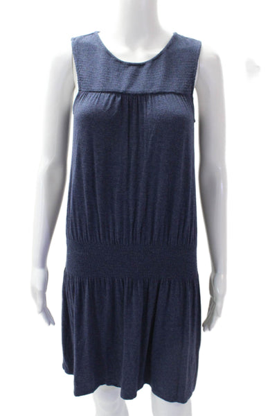Soft Joie Womens Sleeveless Scoop Neck Knit Smocked Mini Dress Blue Size 2XS