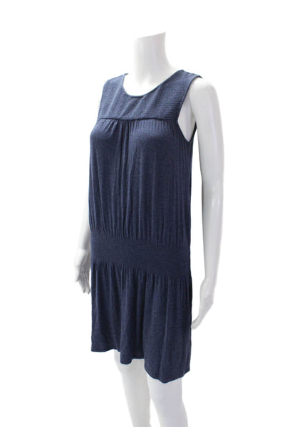 Soft Joie Womens Sleeveless Scoop Neck Knit Smocked Mini Dress Blue Size 2XS