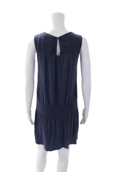 Soft Joie Womens Sleeveless Scoop Neck Knit Smocked Mini Dress Blue Size 2XS