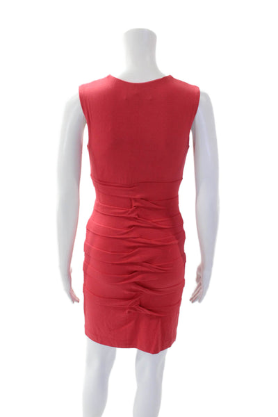 Nicole Miller Womens Sleeveless V Neck Mini Knit Sheath Dress Pink Size Small