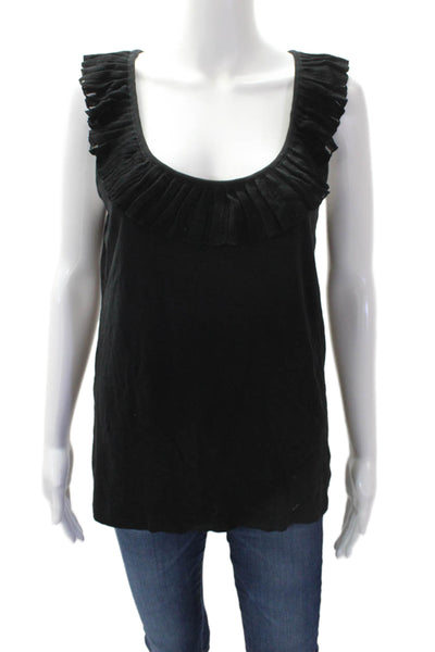 Magaschoni Womens Cotton Ruffle Collar Off The Shoulder Blouse Black Size L