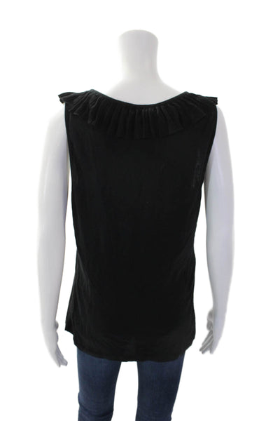 Magaschoni Womens Cotton Ruffle Collar Off The Shoulder Blouse Black Size L