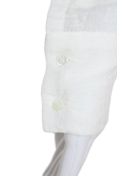 Helmut Lang Womens V-Neck Long Sleeve Button Up Blosue Top White Size P