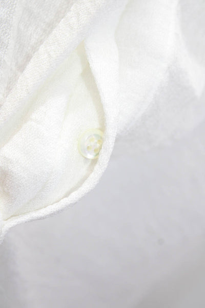 Helmut Lang Womens V-Neck Long Sleeve Button Up Blosue Top White Size P
