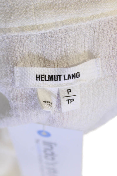 Helmut Lang Womens V-Neck Long Sleeve Button Up Blosue Top White Size P