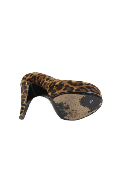 Laurence Dacade Womens Animal Print Slip-On Platform High Heels Brown Size 9