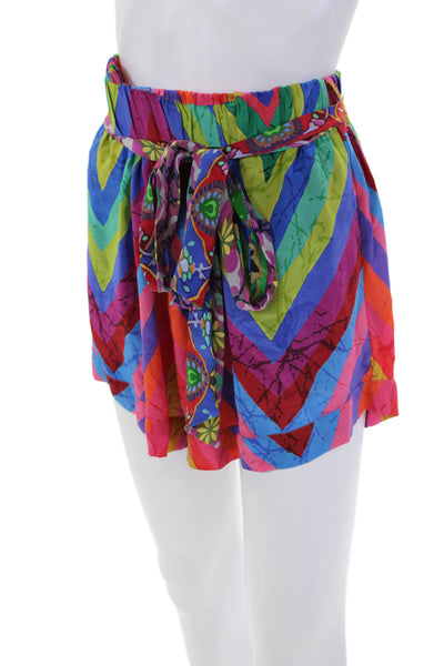 Moda Baronessa Women's Elastic Waist Multicolor Ari Dress Shorts Size L