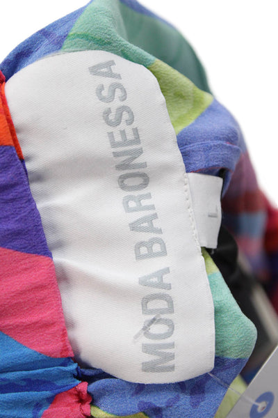 Moda Baronessa Women's Elastic Waist Multicolor Ari Dress Shorts Size L