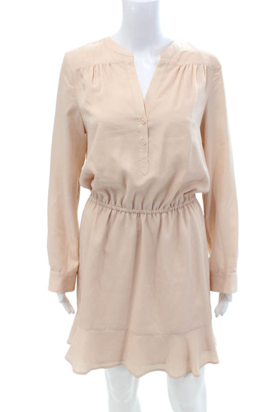 Joie Women's Long Sleeves Cinch Waist Tiered Mini Dress Pink Size S