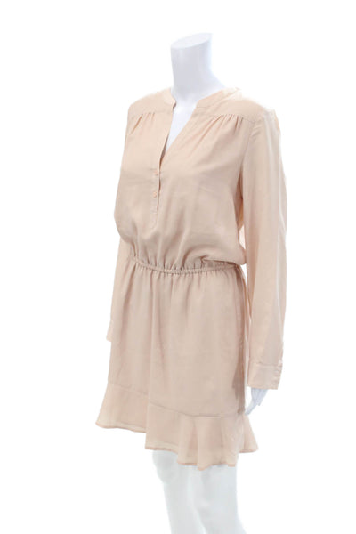 Joie Women's Long Sleeves Cinch Waist Tiered Mini Dress Pink Size S