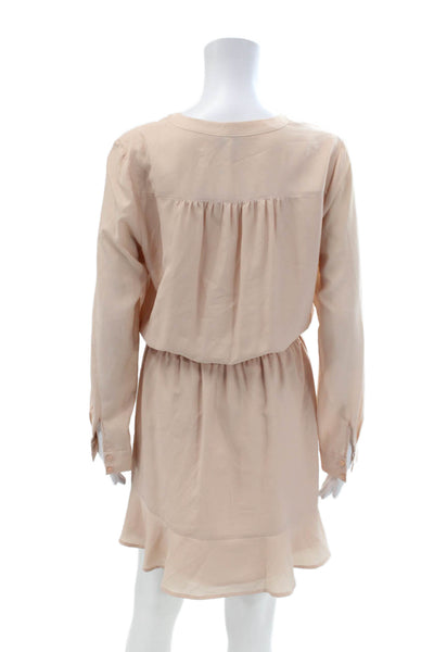 Joie Women's Long Sleeves Cinch Waist Tiered Mini Dress Pink Size S