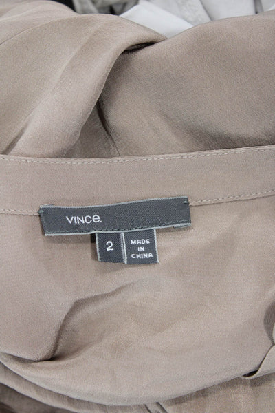 Vince Womens V-Neck Long Sleeves Slit Hem Drop Waist Mini Dress Tan Size 2