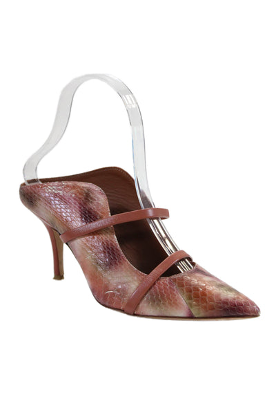 Malone Souliers Womens Pointed Toe Strappy Animal Printed Heels Pink Size EUR 36