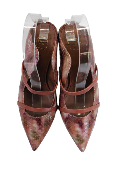 Malone Souliers Womens Pointed Toe Strappy Animal Printed Heels Pink Size EUR 36