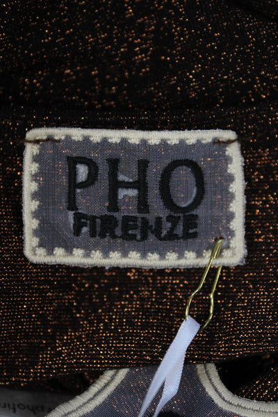 Pho Firenze Womens Short Sleeves Blouson Dress Brown Metallic Size Medium