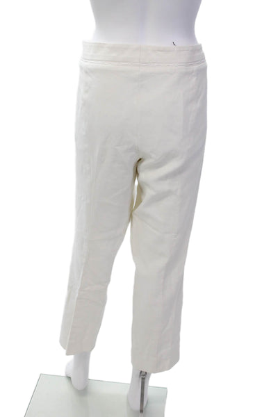 Escada Womens Cotton Pleated Lined Straight Leg Dress Pants White Size EUR 42