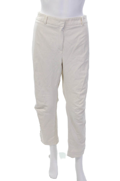 Escada Womens Textured Zip Pleated Lined Wide Leg Dress Pants White Size EUR 42