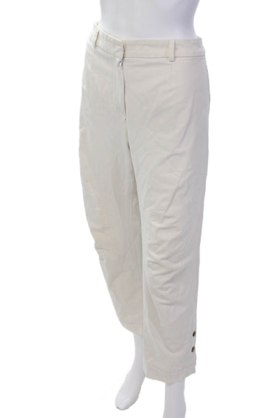 Escada Womens Textured Zip Pleated Lined Wide Leg Dress Pants White Size EUR 42