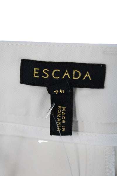 Escada Womens Textured Zip Pleated Lined Wide Leg Dress Pants White Size EUR 42