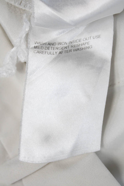 Escada Womens Textured Zip Pleated Lined Wide Leg Dress Pants White Size EUR 42