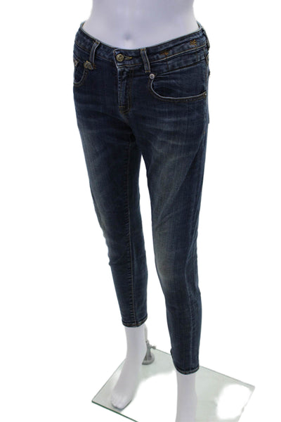 R13 Womens Vintage Dark Wash Boy Skinny Leg Jeans Blue Cotton Size 26